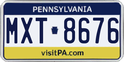 PA license plate MXT8676