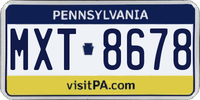 PA license plate MXT8678