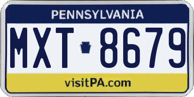 PA license plate MXT8679