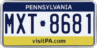 PA license plate MXT8681