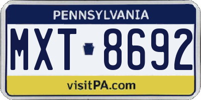 PA license plate MXT8692