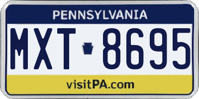 PA license plate MXT8695