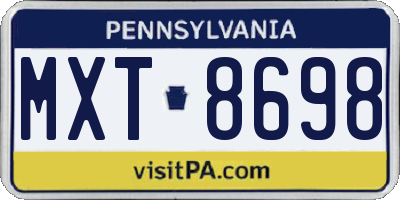 PA license plate MXT8698