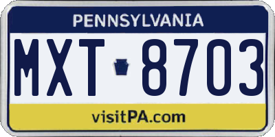 PA license plate MXT8703