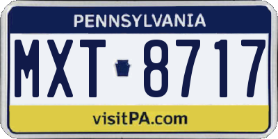 PA license plate MXT8717