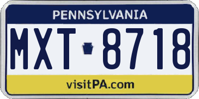 PA license plate MXT8718