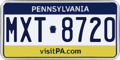 PA license plate MXT8720