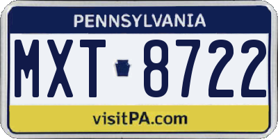 PA license plate MXT8722
