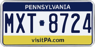 PA license plate MXT8724