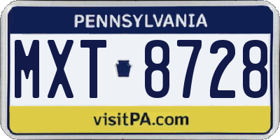 PA license plate MXT8728