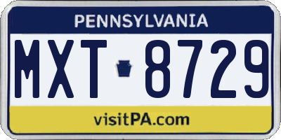 PA license plate MXT8729