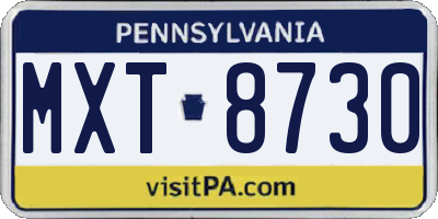 PA license plate MXT8730