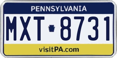 PA license plate MXT8731