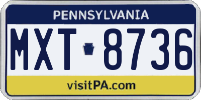 PA license plate MXT8736