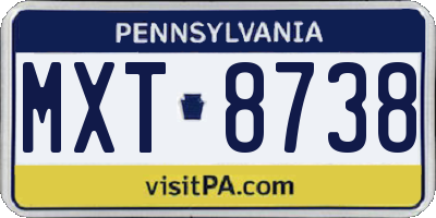 PA license plate MXT8738