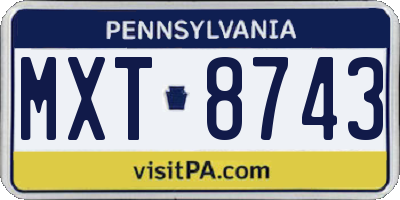 PA license plate MXT8743