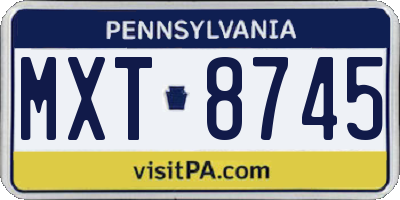 PA license plate MXT8745