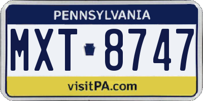 PA license plate MXT8747
