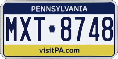 PA license plate MXT8748