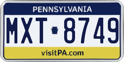 PA license plate MXT8749