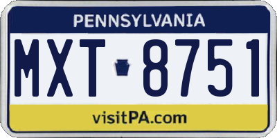 PA license plate MXT8751