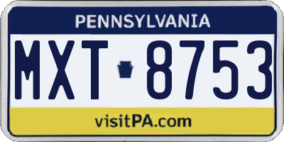 PA license plate MXT8753