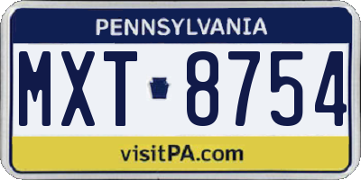 PA license plate MXT8754