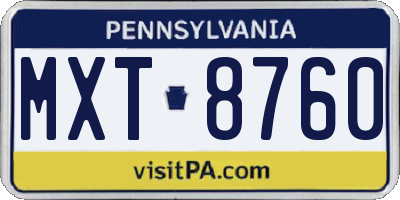 PA license plate MXT8760