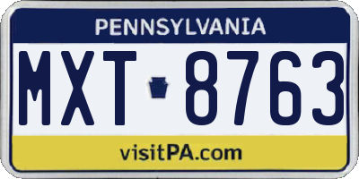 PA license plate MXT8763