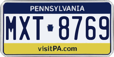 PA license plate MXT8769