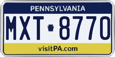 PA license plate MXT8770