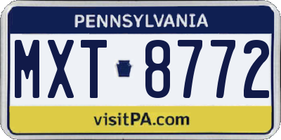 PA license plate MXT8772