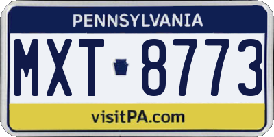PA license plate MXT8773