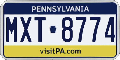 PA license plate MXT8774