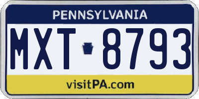 PA license plate MXT8793