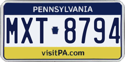 PA license plate MXT8794