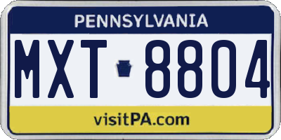 PA license plate MXT8804