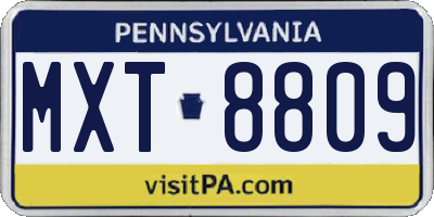 PA license plate MXT8809