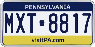 PA license plate MXT8817