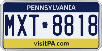 PA license plate MXT8818