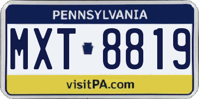 PA license plate MXT8819