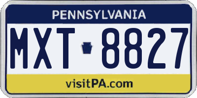 PA license plate MXT8827