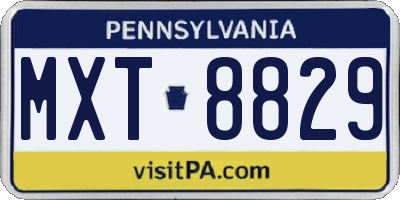 PA license plate MXT8829