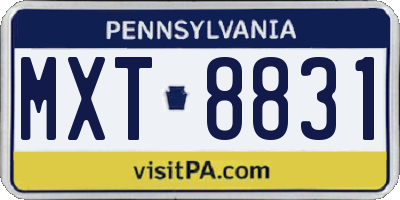 PA license plate MXT8831