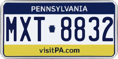 PA license plate MXT8832