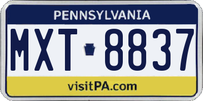 PA license plate MXT8837