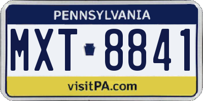 PA license plate MXT8841
