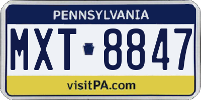 PA license plate MXT8847