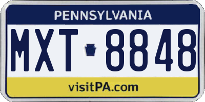 PA license plate MXT8848