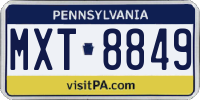 PA license plate MXT8849